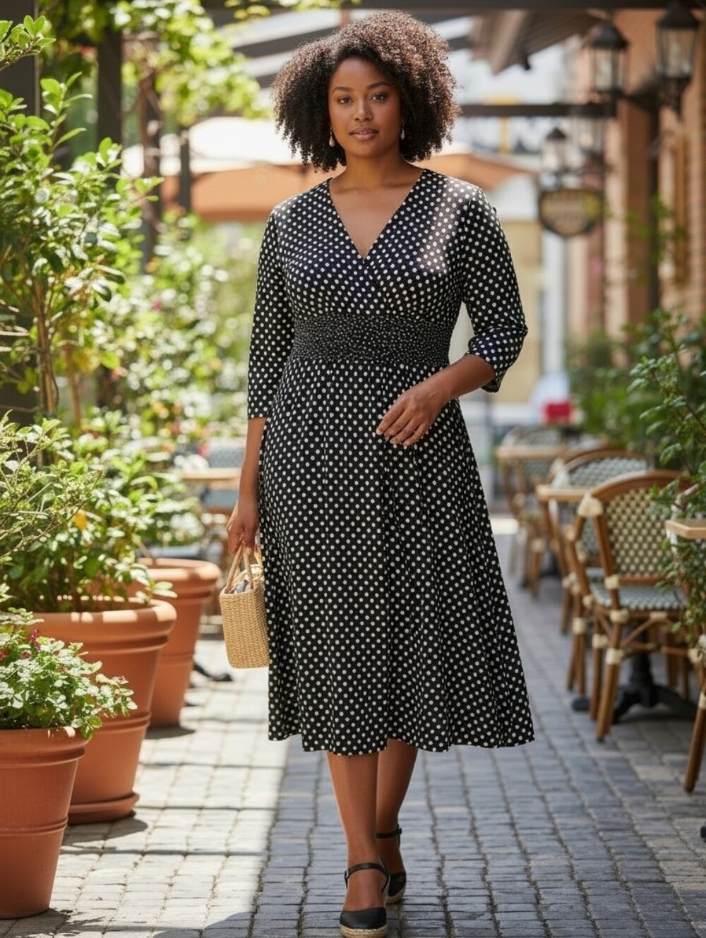 Studio I - B&W Polka Dot Dress, Size 14